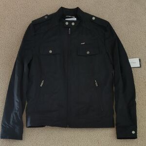 New! Calvin Klein Men's Black Military Field Moto Inspired Jacket